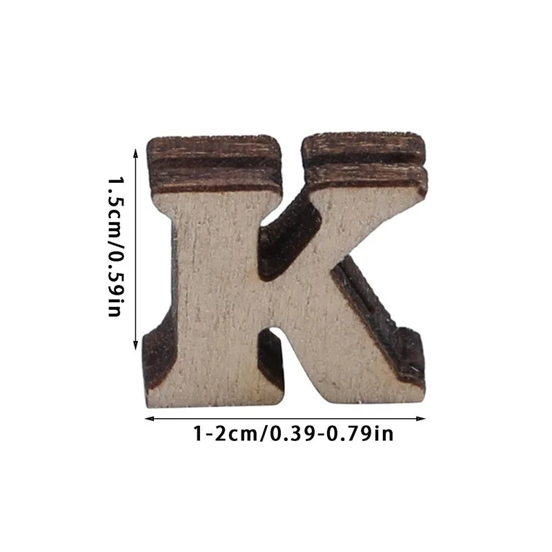 100PCs Wooden English Alphabet Set Baby Early Learning Tools DIY Craft Scrapbooking Random Digital Display Letters