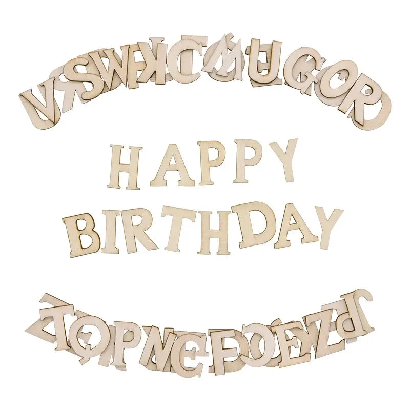 100PCs Wooden English Alphabet Set Baby Early Learning Tools DIY Craft Scrapbooking Random Digital Display Letters