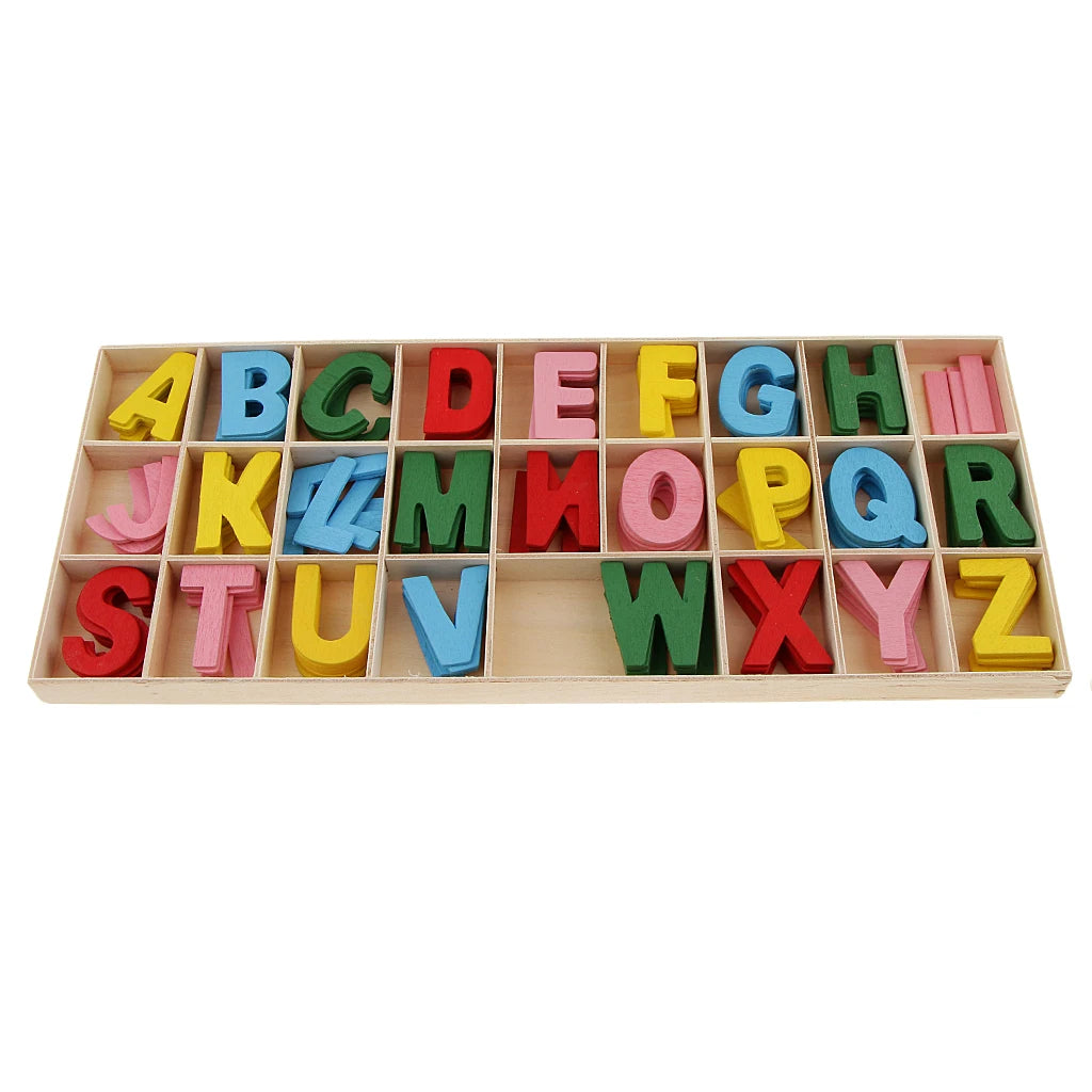 156 Pieces Wooden Alphabet Letters with Storage Tray Box for Kids Educational Toys Kids Games Scrapbooking Embellishment