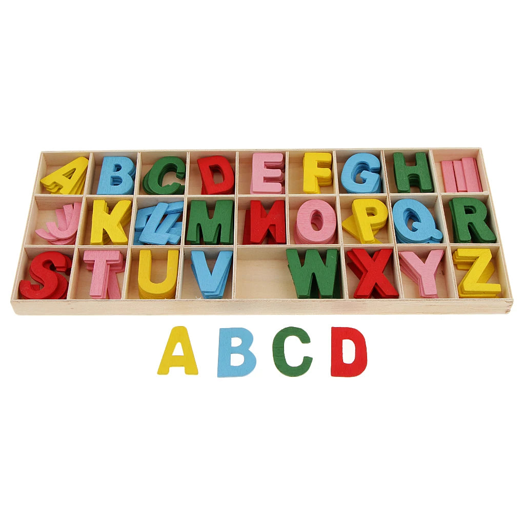 156 Pieces Wooden Alphabet Letters with Storage Tray Box for Kids Educational Toys Kids Games Scrapbooking Embellishment