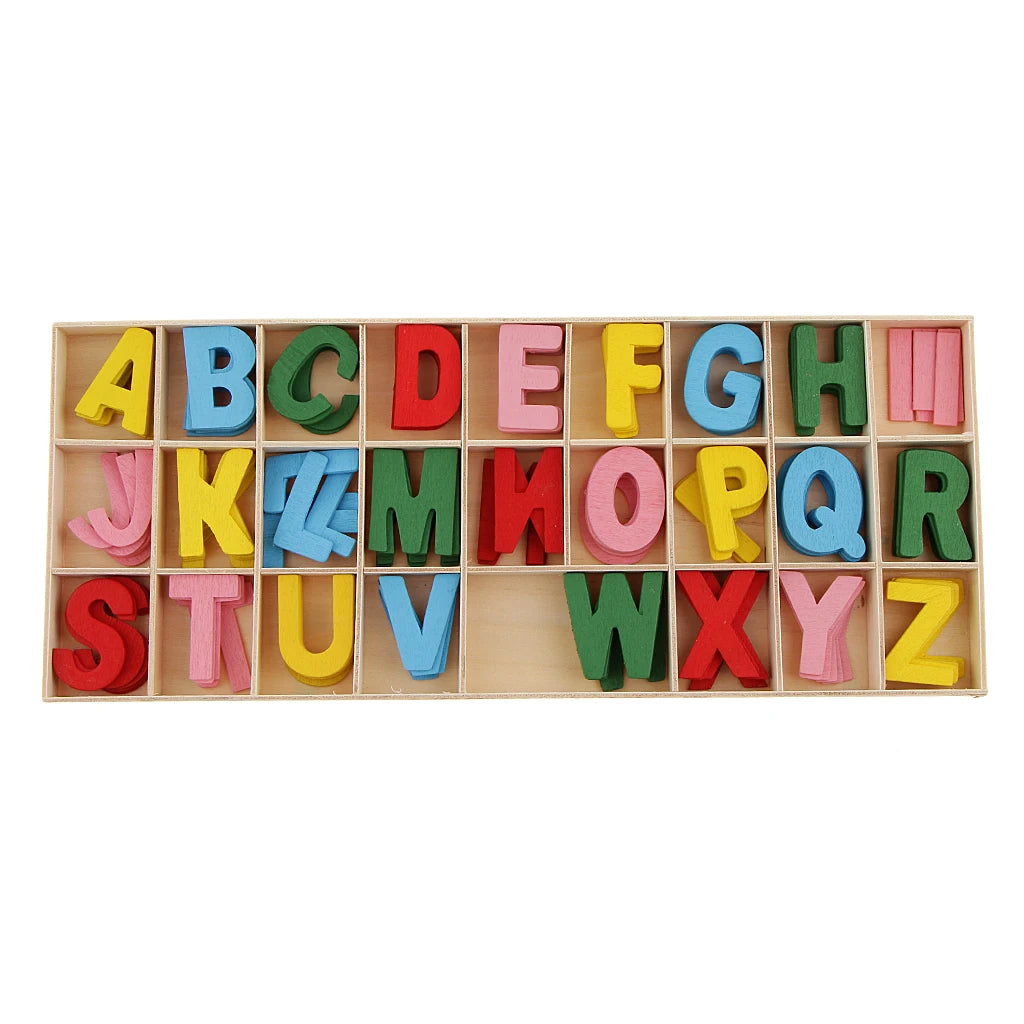 156 Pieces Wooden Alphabet Letters with Storage Tray Box for Kids Educational Toys Kids Games Scrapbooking Embellishment