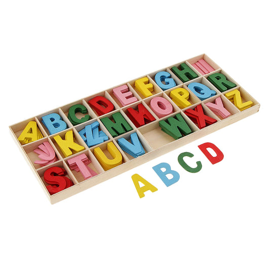 156 Pieces Wooden Alphabet Letters with Storage Tray Box for Kids Educational Toys Kids Games Scrapbooking Embellishment