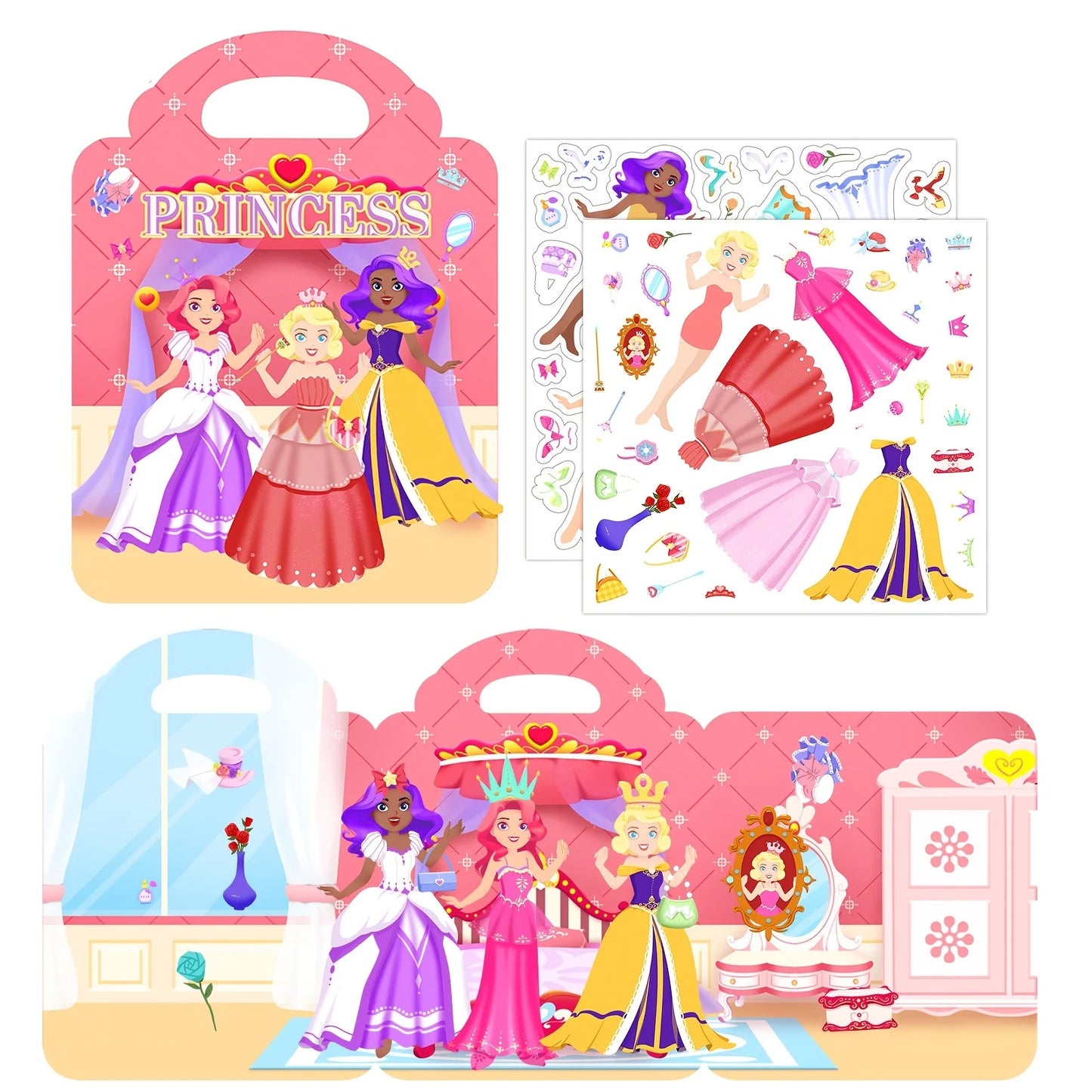 1 PCS Reusable Sticker Books for Kids 2-4 Cute Static  Adhesive Stickers Book for Toddlers Educational Toys Birthday Gifts