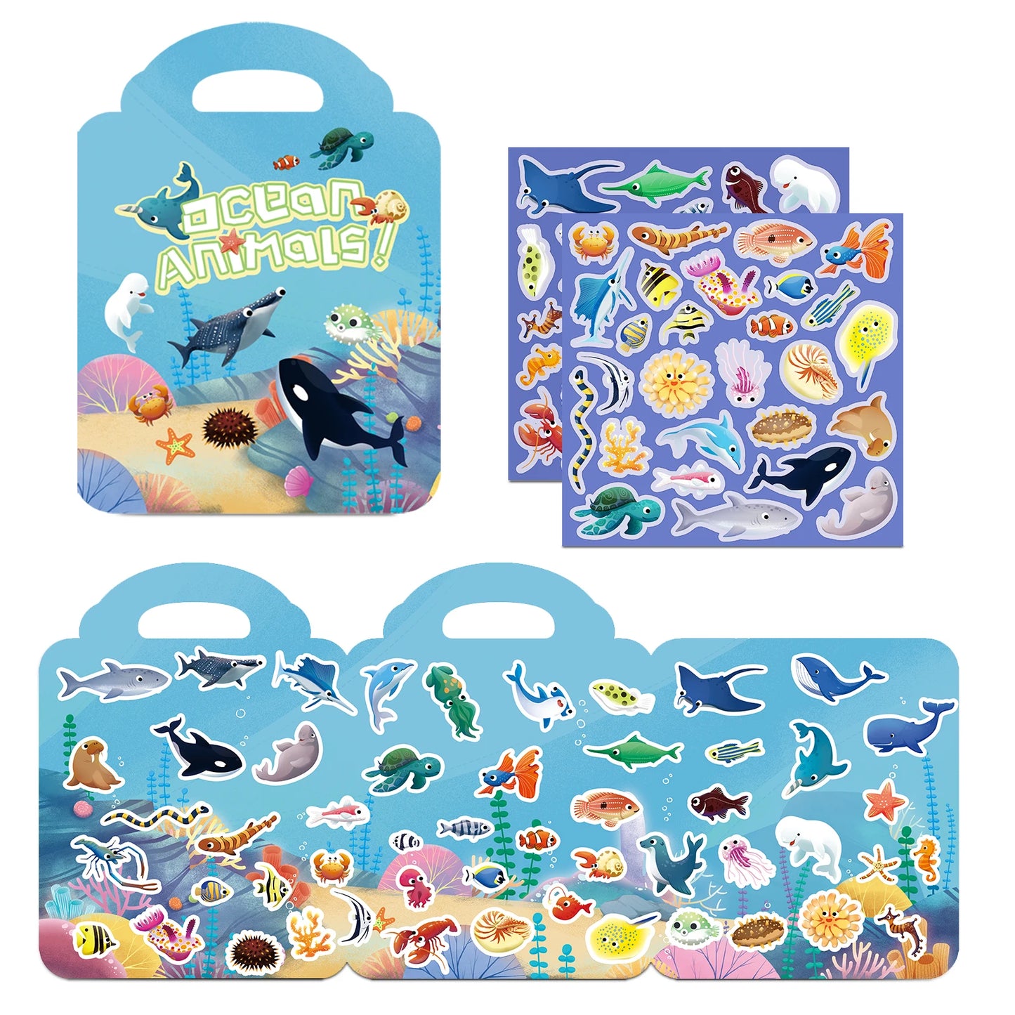 1 PCS Reusable Sticker Books for Kids 2-4 Cute Static  Adhesive Stickers Book for Toddlers Educational Toys Birthday Gifts