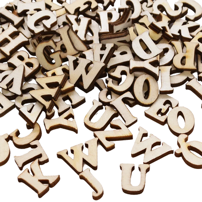 100PCs Wooden English Alphabet Set Baby Early Learning Tools DIY Craft Scrapbooking Random Digital Display Letters
