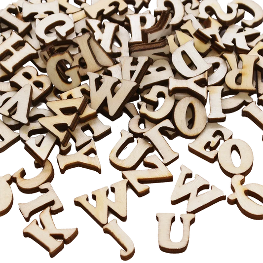 100PCs Wooden English Alphabet Set Baby Early Learning Tools DIY Craft Scrapbooking Random Digital Display Letters