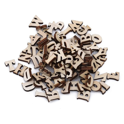 100PCs Wooden English Alphabet Set Baby Early Learning Tools DIY Craft Scrapbooking Random Digital Display Letters
