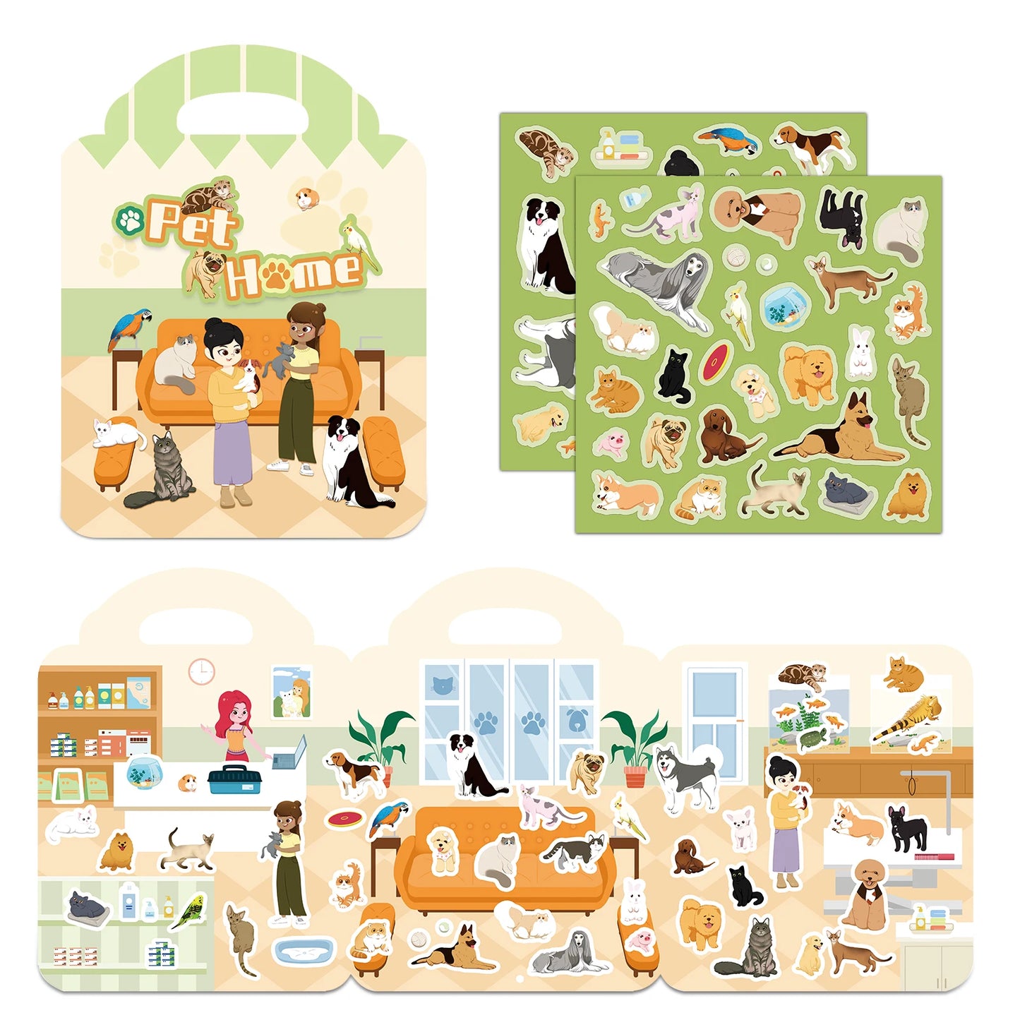 1 PCS Reusable Sticker Books for Kids 2-4 Cute Static  Adhesive Stickers Book for Toddlers Educational Toys Birthday Gifts